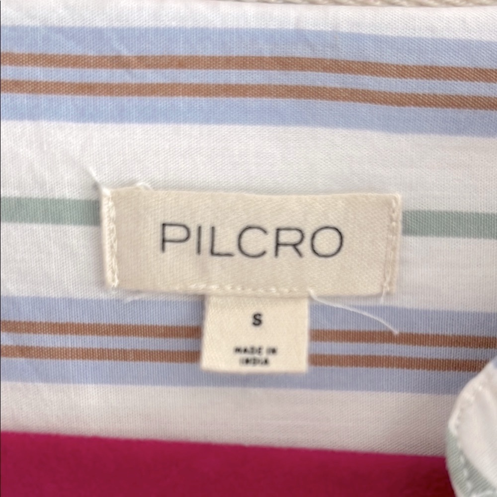 Anthropologie Pilcro Striped Cotton Blouse with Lace Hem - Picture 6 of 8